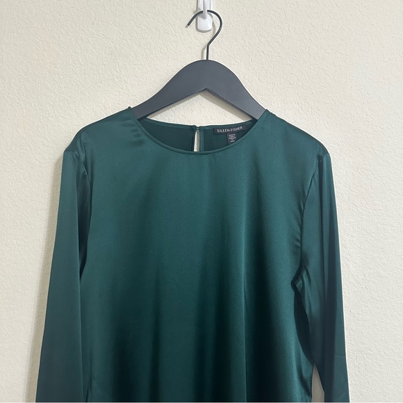 NWT EILEEN FISHER Stretch Silk Charmeuse Round Neck Top - Picture 7 of 10